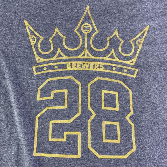 Milwaukee Brewers Shirt Adult Medium Blue Gold Prince Fielder Crown SGA Tee MLB - Picture 3 of 8